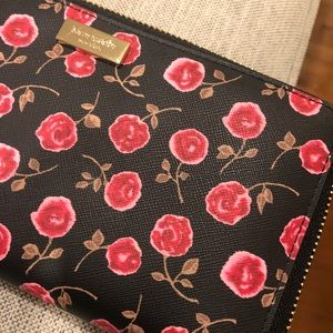 Kate Spade Black Rose ziparound continental wallet